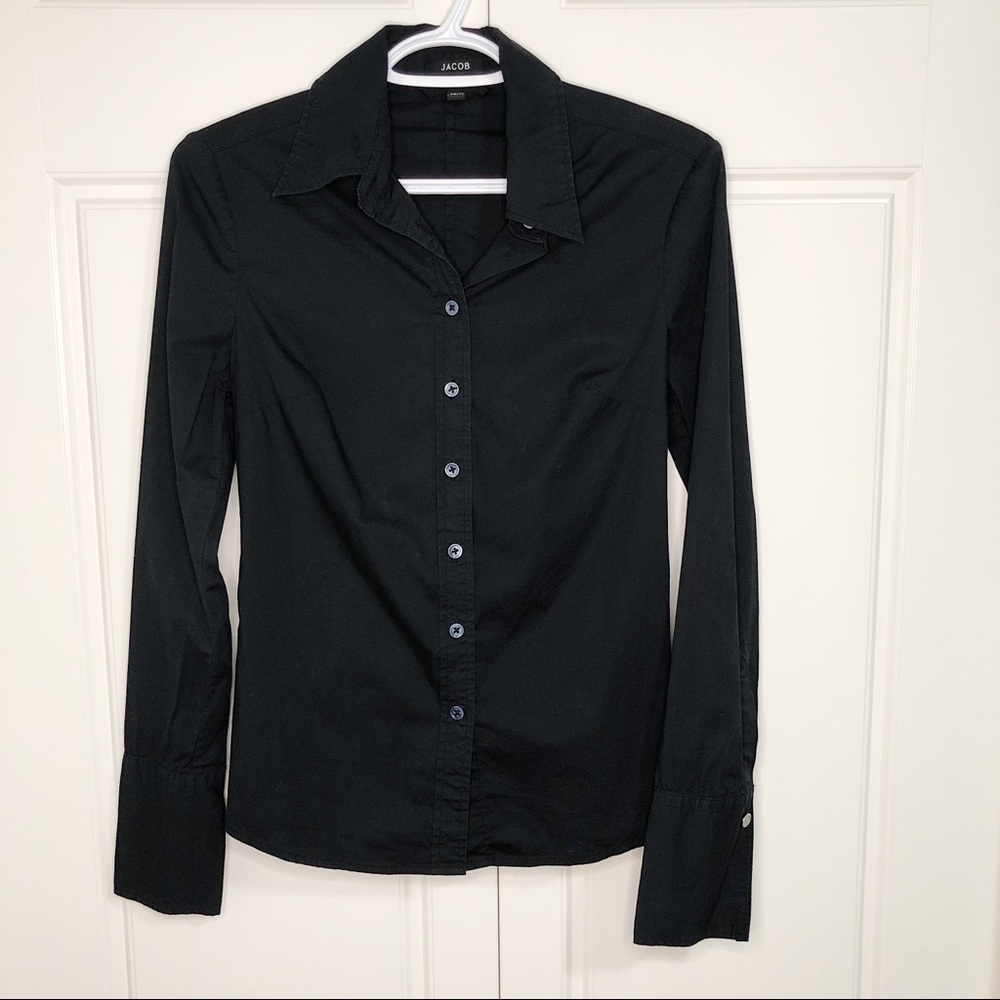 Jacob XS Women Black Blouse Dress Shirt